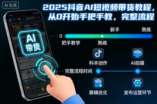2025抖音AI短视频带货教程,从0开始手把手教,完整流程-韬哥副业项目资源网