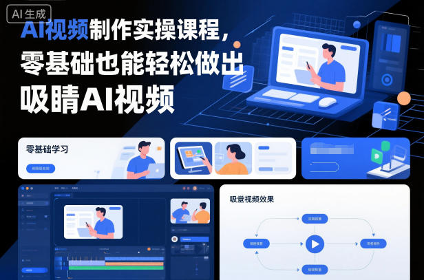AI视频制作实操课程，零基础也能轻松做出吸睛AI视频-韬哥副业项目资源网