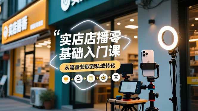 （16733期）实体店播零基础入门课，实体店+短视频+直播+微信生态+私域社群，从流量获取到私域转化-韬哥副业项目资源网