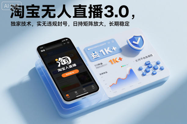 淘宝无人直播3.0,独家技术,实无违规封号,日收益1k+,支持矩阵放大,长期稳定【揭秘】-韬哥副业项目资源网