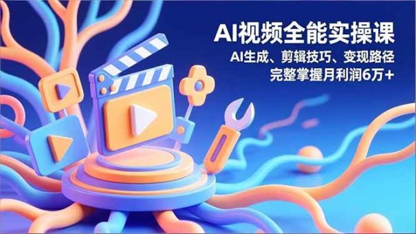 （16731）AI视频全能实操课，AI生成、剪辑技巧、变现路径，完整掌握月利润6万+-韬哥副业项目资源网