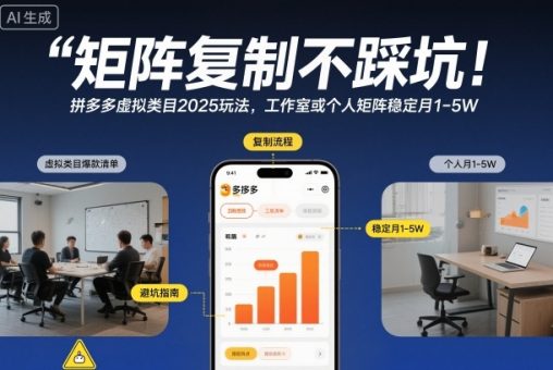 矩阵复制不踩坑！拼多多虚拟类目2025玩法，工作室或者个人矩阵稳定月1-5W【揭秘】-韬哥副业项目资源网