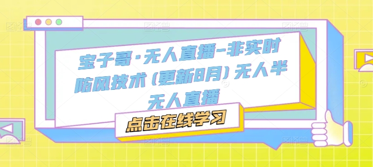 宝子哥·无人直播-非实时防风技术(更新25年12月)无人半无人直播-韬哥副业项目资源网