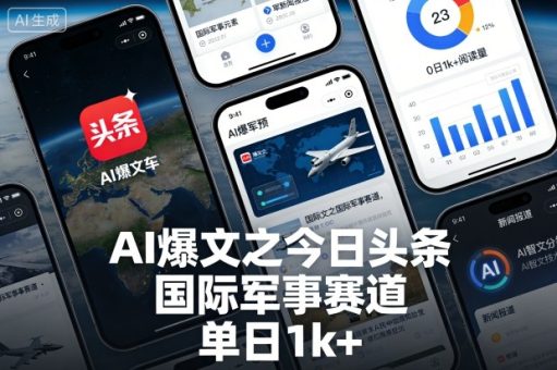 AI爆文之今日头条,国际军事赛道,单日1k+-韬哥副业项目资源网