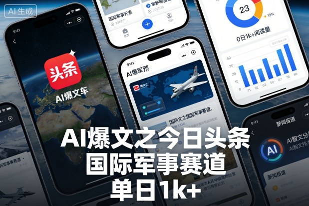 AI爆文之今日头条，国际军事赛道，单日1k+-韬哥副业项目资源网