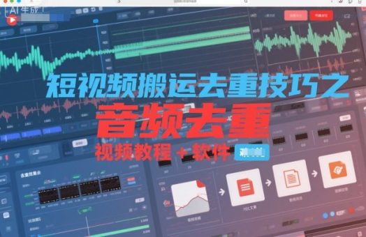 短视频搬运去重技巧之音频去重，视频教程+软件-韬哥副业项目资源网