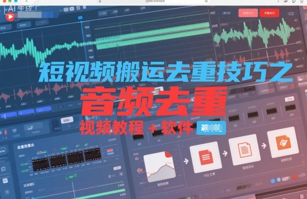 短视频搬运去重技巧之音频去重，视频教程+软件-韬哥副业项目资源网
