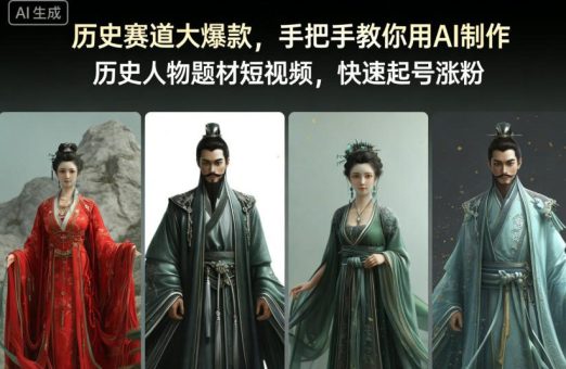 历史赛道大爆款，手把手教你用AI制作历史人物题材短视频，快速起号涨粉-韬哥副业项目资源网