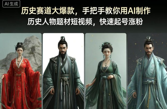 历史赛道大爆款，手把手教你用AI制作历史人物题材短视频，快速起号涨粉-韬哥副业项目资源网