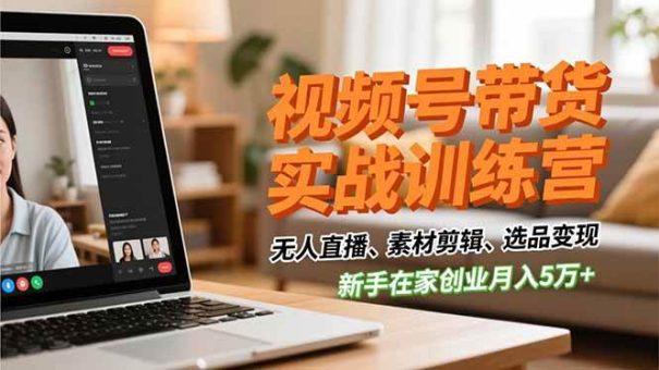 (16762期)视频号带货实战训练营,无人直播、素材剪辑、选品变现,新手在家创业月入5万+-韬哥副业项目资源网