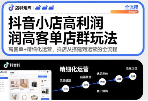 抖音小店高利润高客单店群玩法，高客单+精细化运营，抖店从搭建到运营的全流程（更新）-韬哥副业项目资源网