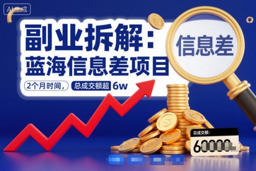 副业拆解：蓝海信息差项目，2个月时间，总成交额超6w-韬哥副业项目资源网