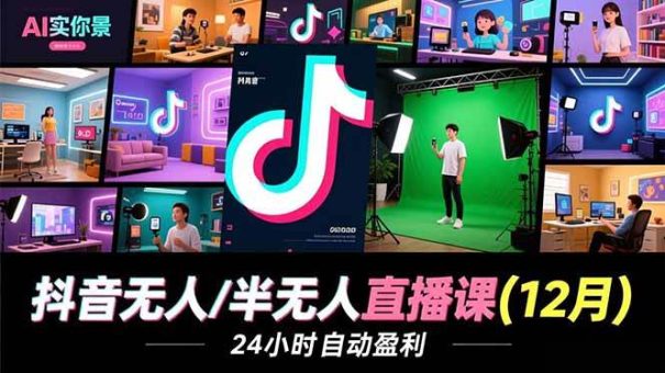 (16771期)抖音无人/半无人直播课(12月),AI实景、数字人、绿幕、多种玩法、24小时自动盈利-韬哥副业项目资源网