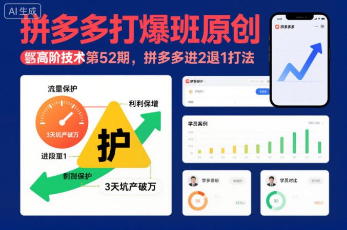 拼多多打爆班原创高阶技术第52期,拼多多进2退1打法-韬哥副业项目资源网