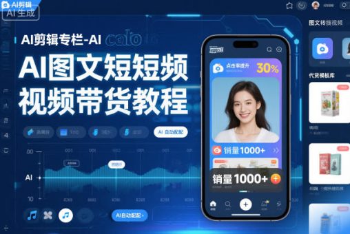 AI剪辑专栏-AI图文短视频带货教程-韬哥副业项目资源网