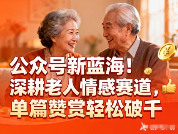 公众号新蓝海!深耕老人情感赛道,单篇赞赏轻松破1k-韬哥副业项目资源网