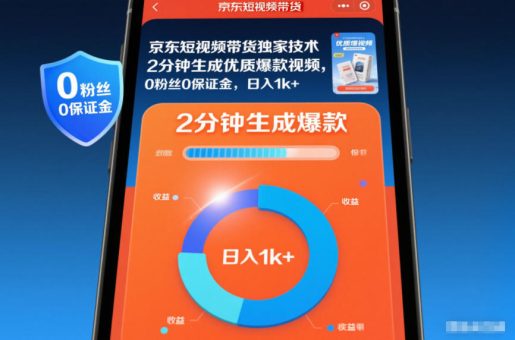京东短视频带货独家技术,2分钟生成一条优质爆款视频,0粉丝0保证金,日入1k+【揭秘】-韬哥副业项目资源网