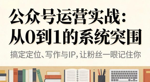 公众号运营实战,从定位到变现的全流程,从0到1的系统突围-韬哥副业项目资源网
