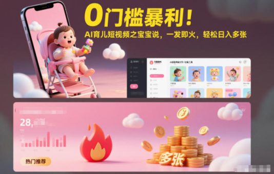 0门槛暴利！AI育儿短视频之宝宝说，一发即火，轻松日入多张-韬哥副业项目资源网