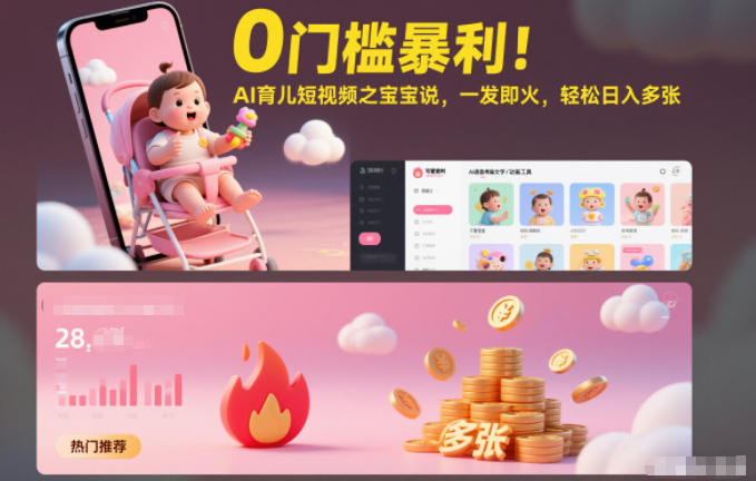 0门槛暴利!AI育儿短视频之宝宝说,一发即火,轻松日入多张