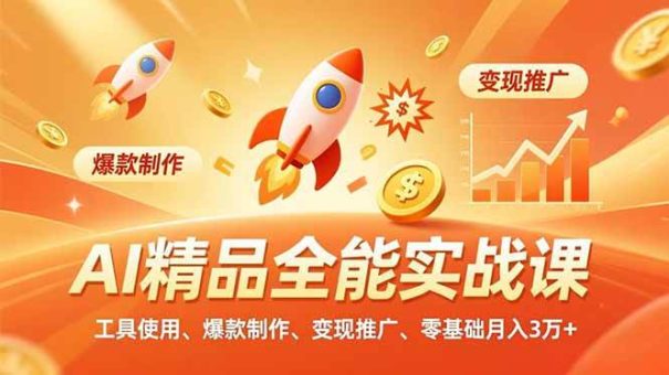 (16785期)AI精品全能实战课,工具使用、爆款制作、变现推广,零基础月入3万+-韬哥副业项目资源网