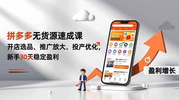 (16785期)拼多多无货源速成课,开店选品、推广放大、投产优化,新手30天稳定盈利-韬哥副业项目资源网