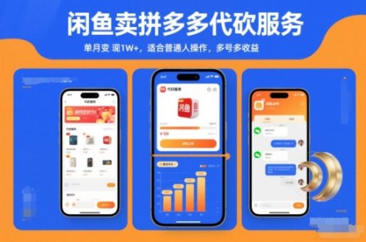 闲鱼卖拼多多代砍服务，单月变现1W+，适合普通人操作，多号多收益-韬哥副业项目资源网