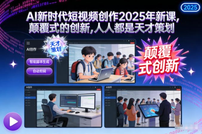 AI新时代短视频创作2025年新课,颠覆式的创新,人人都是天才策划-韬哥副业项目资源网