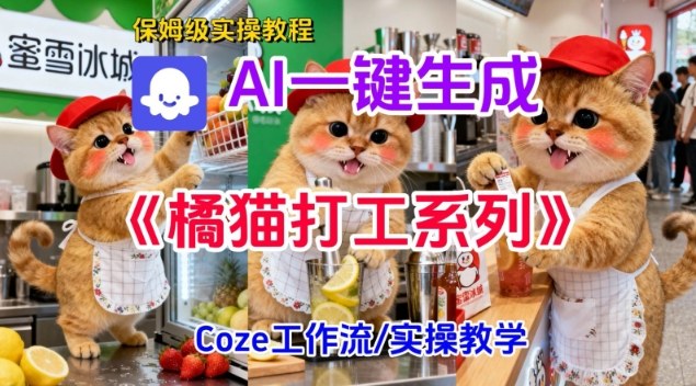 Coze扣子工作流一键生成胖橘猫打工短视频，保姆级实操搭建教学-韬哥副业项目资源网