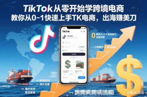 TikTok从零开始学跨境电商,教你从0-1快速上手TK电商,出海賺美刀-韬哥副业项目资源网
