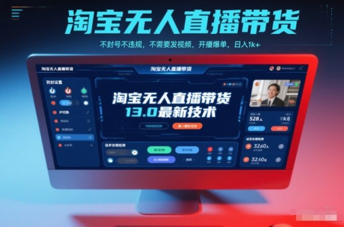 淘宝无人直播带货13.0最新技术,不封号不违规,不需要发视频,开播爆单,日入1k+【揭秘】-韬哥副业项目资源网