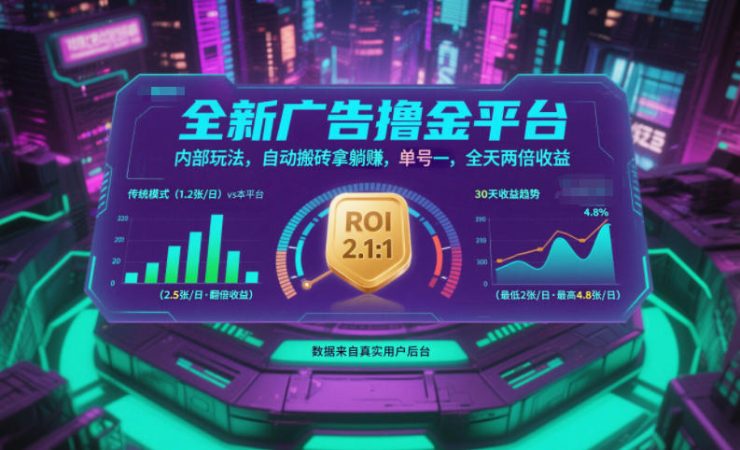 全新广告撸金平台,内部玩法,自动搬砖拿躺賺,单号一天保底2张+,全天两倍收益【揭秘】-韬哥副业项目资源网
