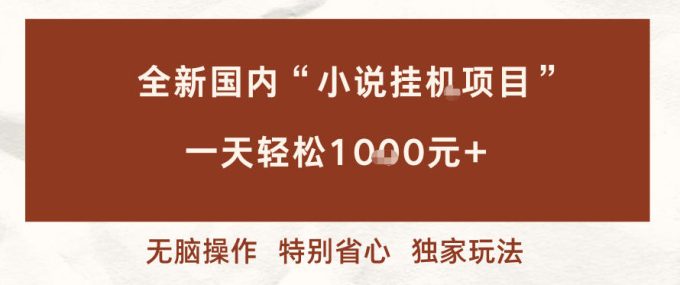 全新国内小说挂G项目,多窗口无脑跑,一天轻松1k+,特别省心【揭秘】-韬哥副业项目资源网