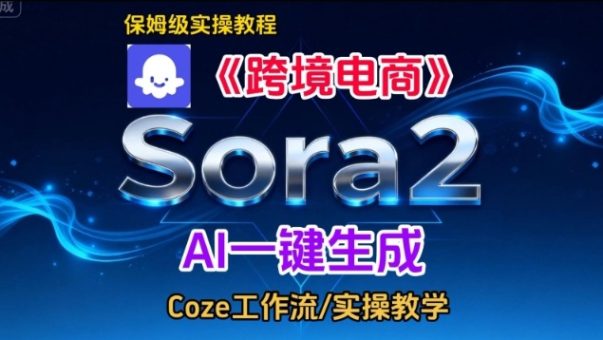 Sora2生成《跨境电商》英文短视频,实操搭建教学课,通俗易懂,包教包会-韬哥副业项目资源网