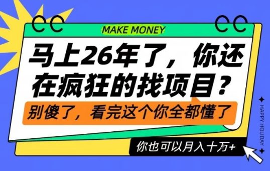 26年了,不要再疯狂的找项目了,看完这个你也可以月入十个W【揭秘】-韬哥副业项目资源网