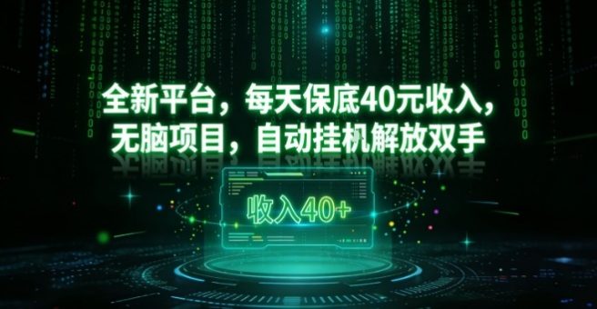 全新平台，每天保底40米收入，无脑项目，自动挂G解放双手【揭秘】-韬哥副业项目资源网