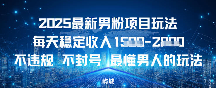 2025最新男粉项目玩法每天稳定收入多张，不违规不封号，最懂男人的玩法之一-韬哥副业项目资源网