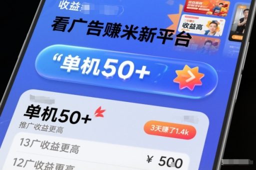 看广告賺米新平台,收益高,单机50+,推广收益更高,3天賺了1.4k【揭秘】-韬哥副业项目资源网