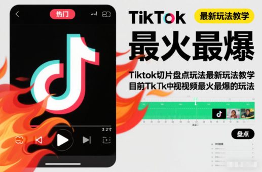 Tiktok切片盘点玩法最新玩法教学，目前Tk中视频最火最爆的玩法-韬哥副业项目资源网