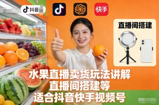 水果直播卖货玩法讲解、直播间搭建等，适合抖音快手视频号-韬哥副业项目资源网