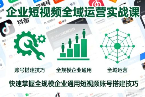 企业短视频全域运营实战课,快速掌握全规模企业通用短视频账号搭建技巧-韬哥副业项目资源网