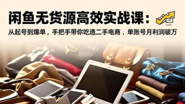 （16875期）闲鱼无货源高效实战课：从起号到爆单，手把手带你吃透二手电商，单账号月利润破万-韬哥副业项目资源网