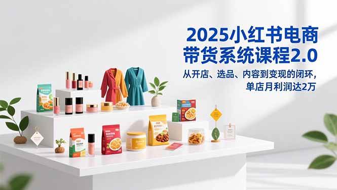 （16880期）2025小红书电商带货系统课程2.0，从开店、选品、内容到变现的闭环，单店月利润达2万-韬哥副业项目资源网