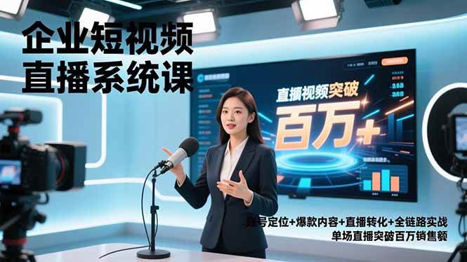 （16878期）企业短视频直播系统课，账号定位+爆款内容+直播转化+全链路实战，单场直播突破百万销售额-韬哥副业项目资源网
