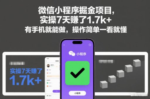 微信小程序掘金项目，实操7天賺了1.7k+，有手机就能做，操作简单一看就懂【揭秘】-韬哥副业项目资源网