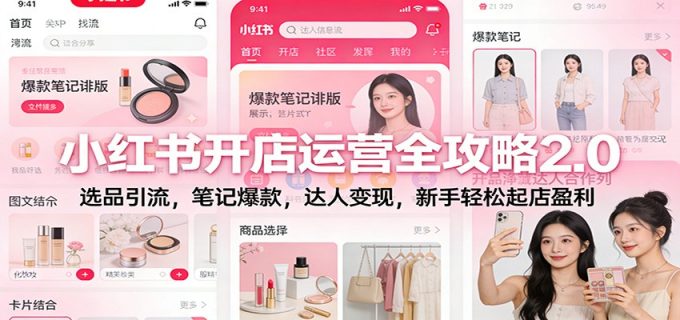 小红书开店运营全攻略2.0:选品引流,笔记爆款,达人变现,新手轻松起店盈利-韬哥副业项目资源网