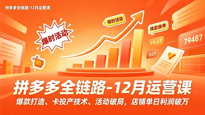拼多多全链路-12月运营课,爆款打造、卡投产技术、活动破局,店铺单日利润破万-韬哥副业项目资源网