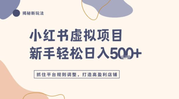 小红书虚拟项目实战4.0,抓住平台规则调整,单店日入5张+-韬哥副业项目资源网