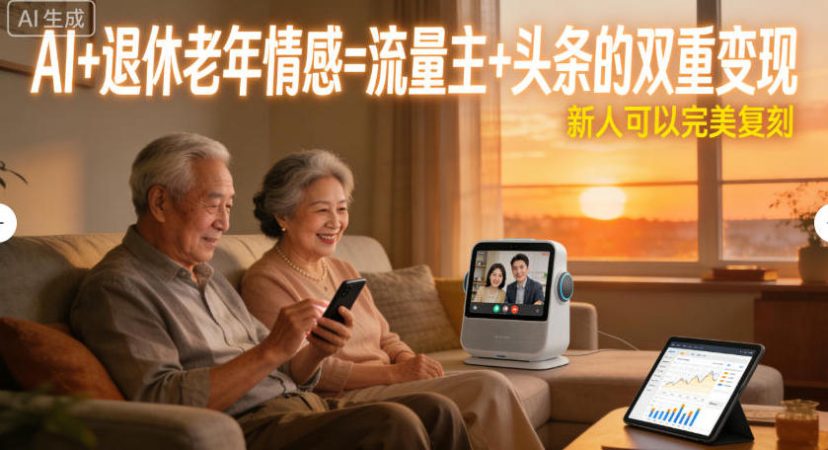 AI+退休老年情感=流量主+头条的双重变现，新人可以完美复刻-韬哥副业项目资源网