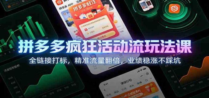拼多多疯狂活动流玩法课:全链接打标,精准流量翻倍,业绩稳涨不踩坑-韬哥副业项目资源网